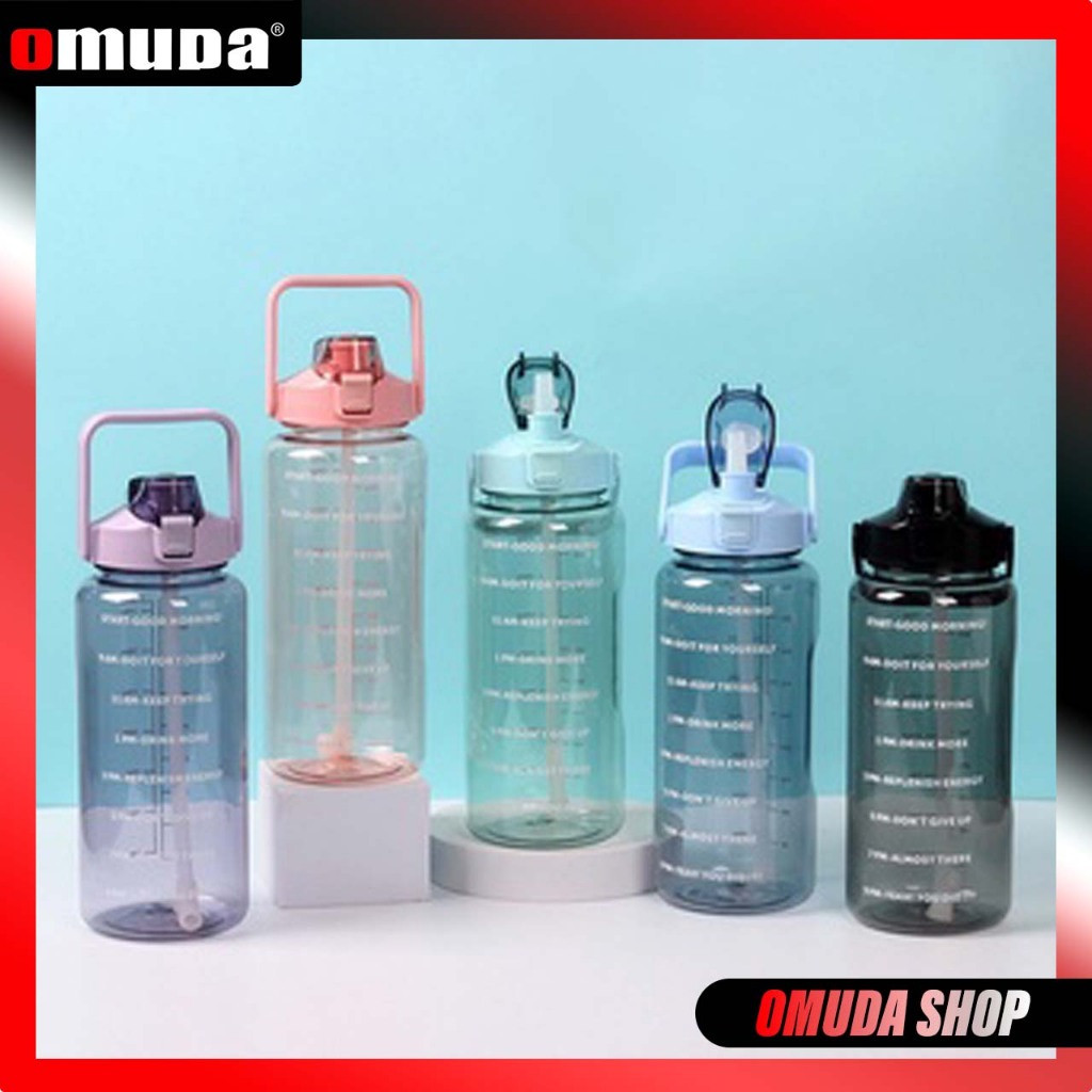 OMUDA_SHOP❤️พร้อมส่งครบสี❤️กระบอกน้ํา 2 ลิตร ขวดน้ำ 2 ลิตร 2000mlขวดน้ำบอกเวลา ขวดน้ำขนาด 2 ลิตรของแท้ พลาสติกหนา