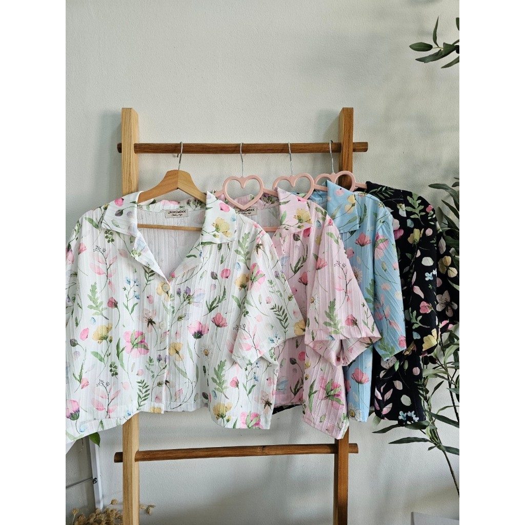 𝗝𝗮𝗶𝗸𝗼 𝗪𝗼𝗼𝗱𝘆 𝗧 𝗦𝗵𝗶𝗿𝘁 เสื้อเชิ้ต ครอป สาวอวบ อก 38-46 - รูปที่ 2