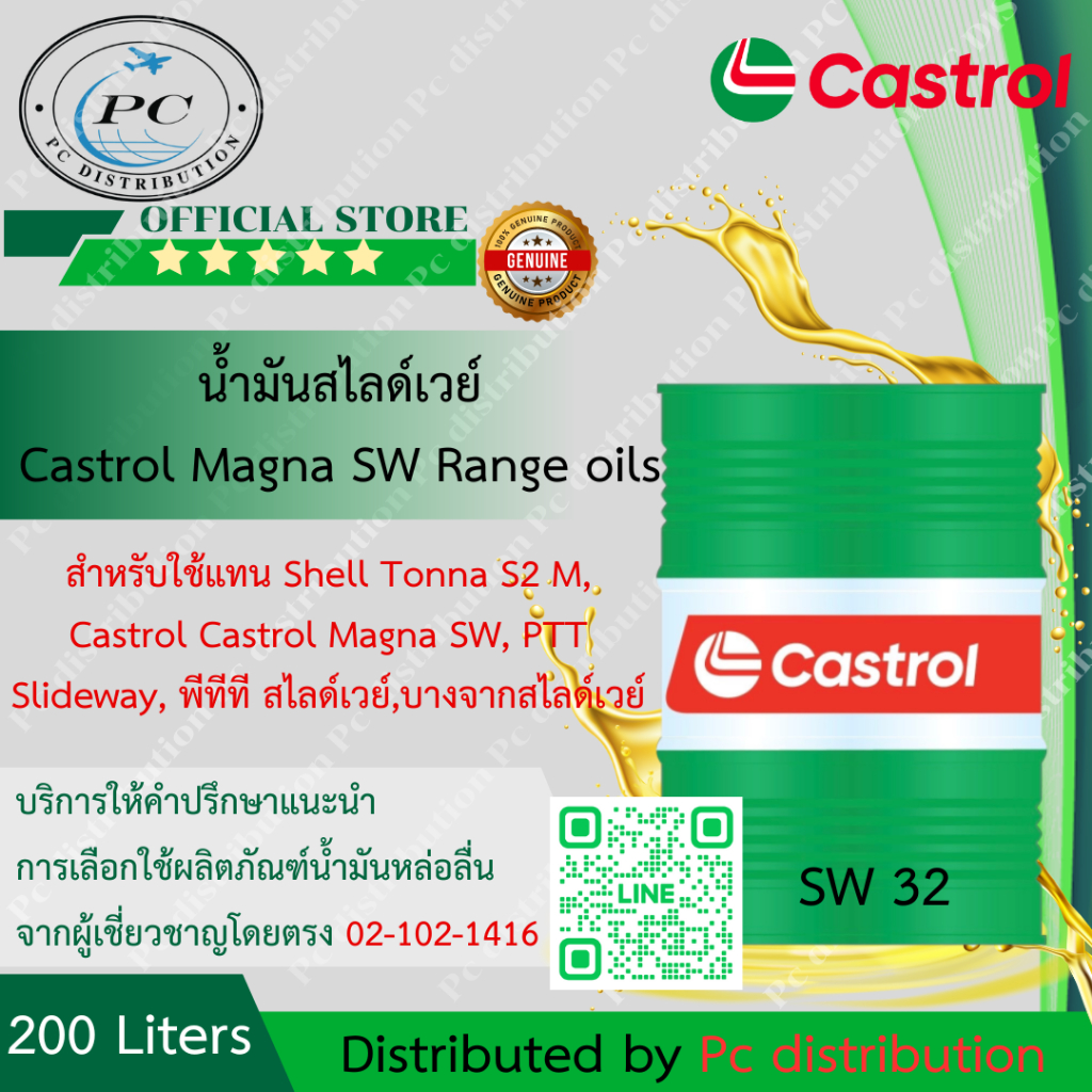 น้ำมันสไลด์เวย์ Castrol Magna SW 32 Range oils (200 Liters)