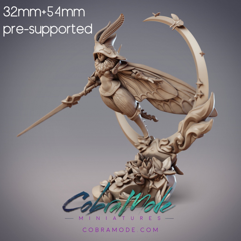 Anthyria, Noctuoidea Mage - Humanoid Mothfolk / 32, 54mm scale 3D printed miniature CBM