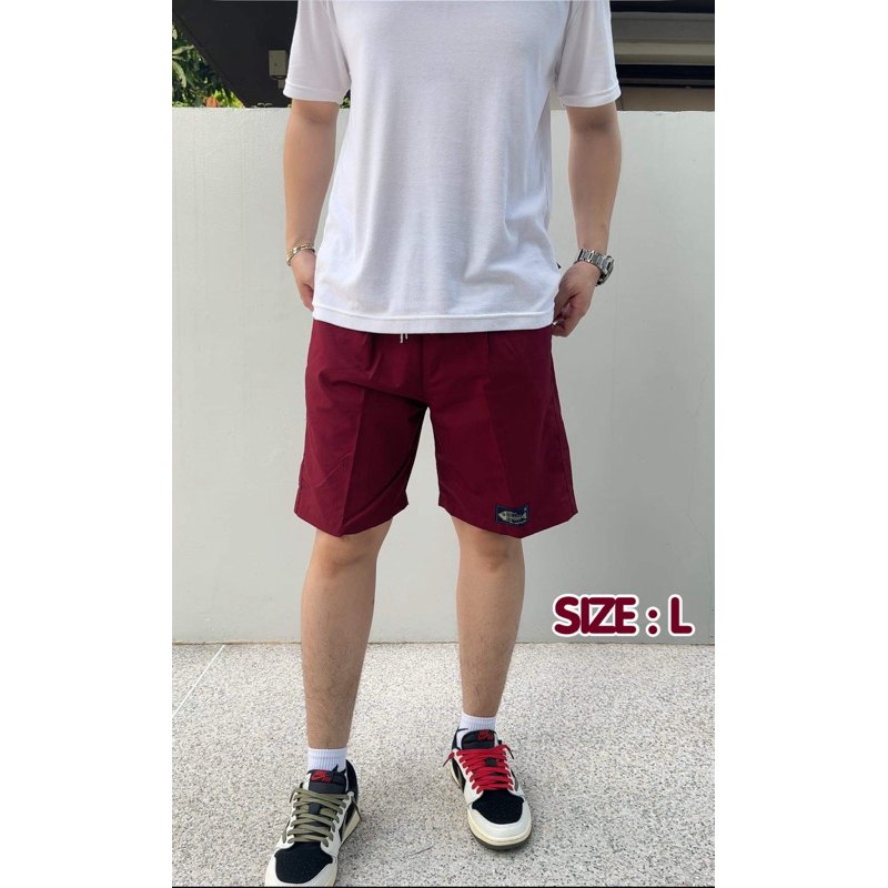 กางเกงสีพื้นขาสั้นสีพื้น ไซส์ L (size L) กางเกงแบรนด์ก้างปลา