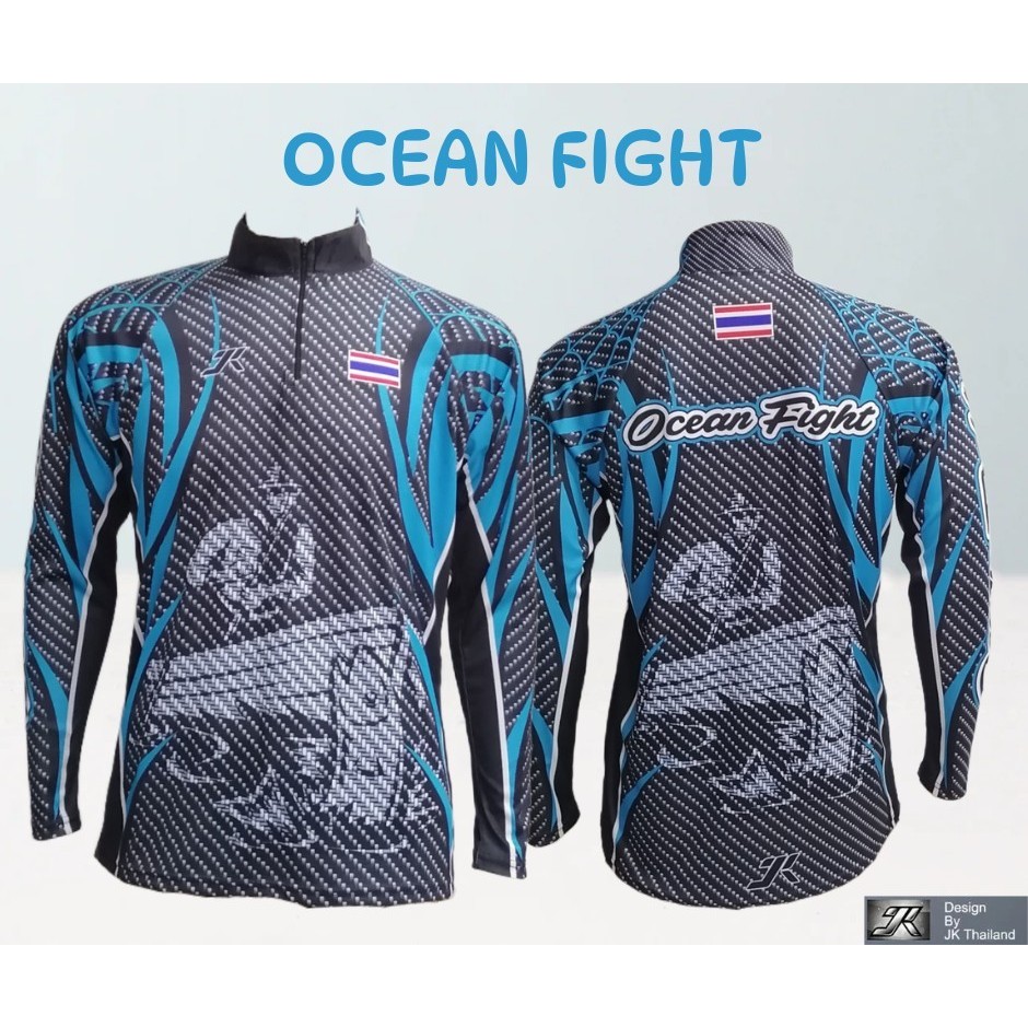 Ocean Fight เสื้อตกปลา JK Thailand กันยูวี สำหรับกีฬากลางแจ้ง ป้องกันรังสี UV 80% แห้งเร็ว