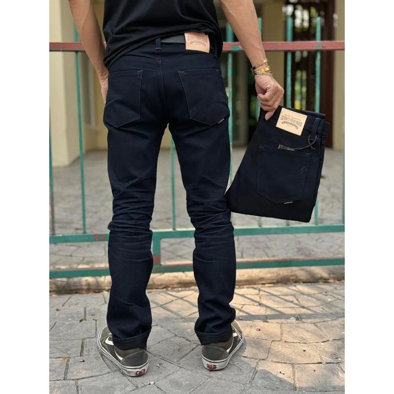 SeventyFour Denim 16ozรุ่นindigo x Blackมีกะบอกเล็กและกะบอกตรง,กระบอกใหญ่