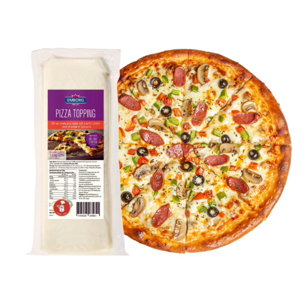 ชีสยืดๆ มอสซาเรลล่าชีส เอมบอร์ก ชีสแบ่ง 500g, มีฮาลาล- Emborg Mozzarella Pizza Topping 500g