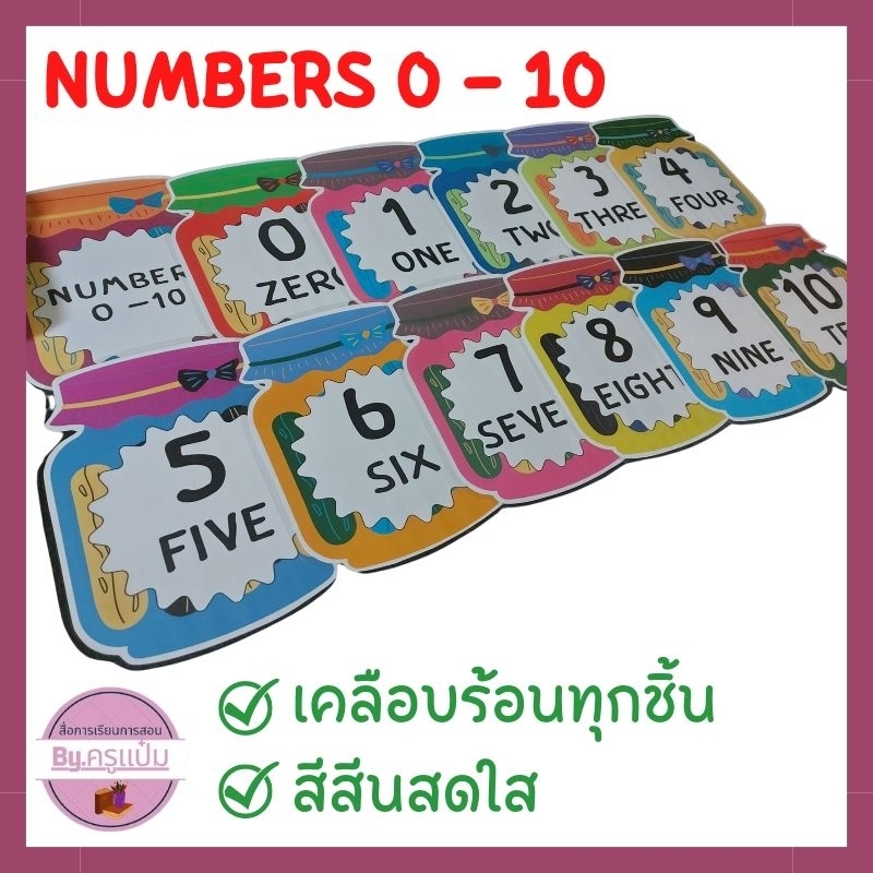 ชุดตัวเลข 0-10 ภาษาอังกฤษ สื่อการสอน สื่อตัวเลข