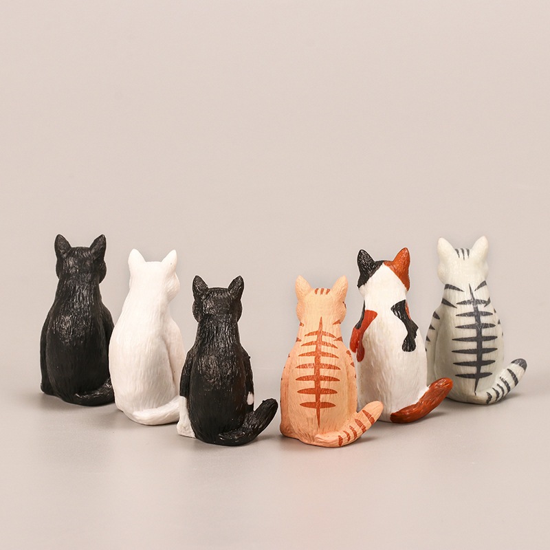 ตุ๊กตาแมวนั่ง ชุดละ 6 ตัว มี 2 ขนาด พร้อมส่งจากไทย กาชาปอง โมเดลแมว ฟิกเกอร์แมว ตุ๊กตาหน้ารถ - รูปที่ 2