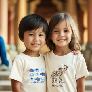 เสื้อยืดเด็กลิขสิทธิ์ของ Ink's idea ลายช้างผ้าดิบธรรมชาติไม่…