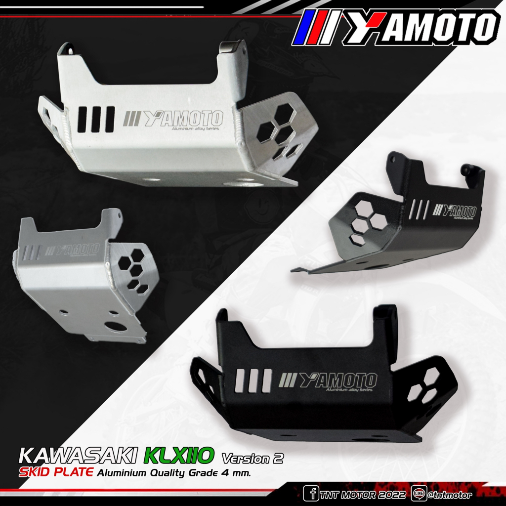 การ์ดแคร้งKLX110 V.2 (KSR110 รุ่นที่มีรูน๊อตใต้เครื่องเท่านั้น) อลูมิเนียมความหนา4mm.(สินค้าพร้อมส่ง)