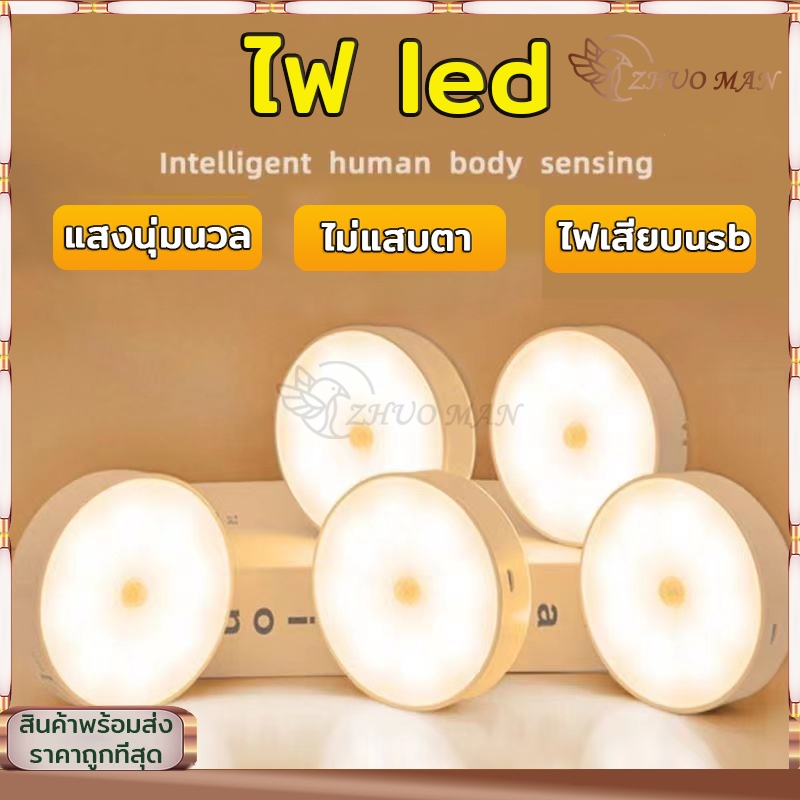 ไฟเซ็นเซอร์ ไฟหัวเตียง ไฟอัตโนมัติ ไฟห้องนอน ชาร์จได้ ไม่ต้องใช้ถ่าน แบตอึด ยึดผนังด้วยแม่เหล็ก ไฟled