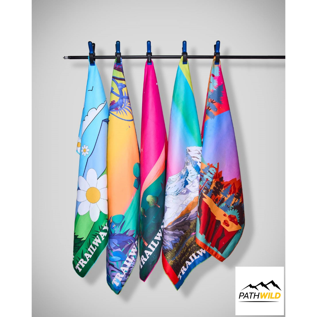 TRAILWAY ADVENTURE TOWEL ผ้าเช็คตัวไมโครไฟเบอร์ แห้งเร็ว เนื้อนุ่ม น้ำหนักเบา ลายเท่ ตามสไตล์ TRAILW