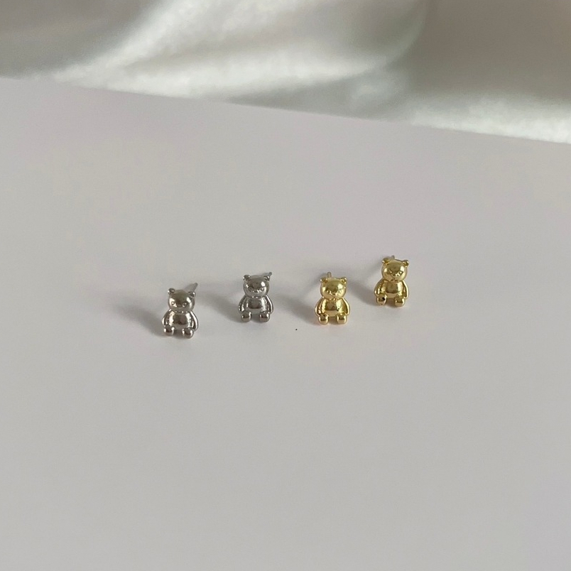 214-ittlegirt gifts- Small bear earrings s925