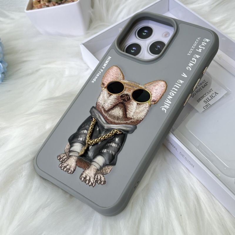 Nimmy case ปักลาย 3D รูดซิมได้ สำหรับ  I 15 /15 pro /15 pro max