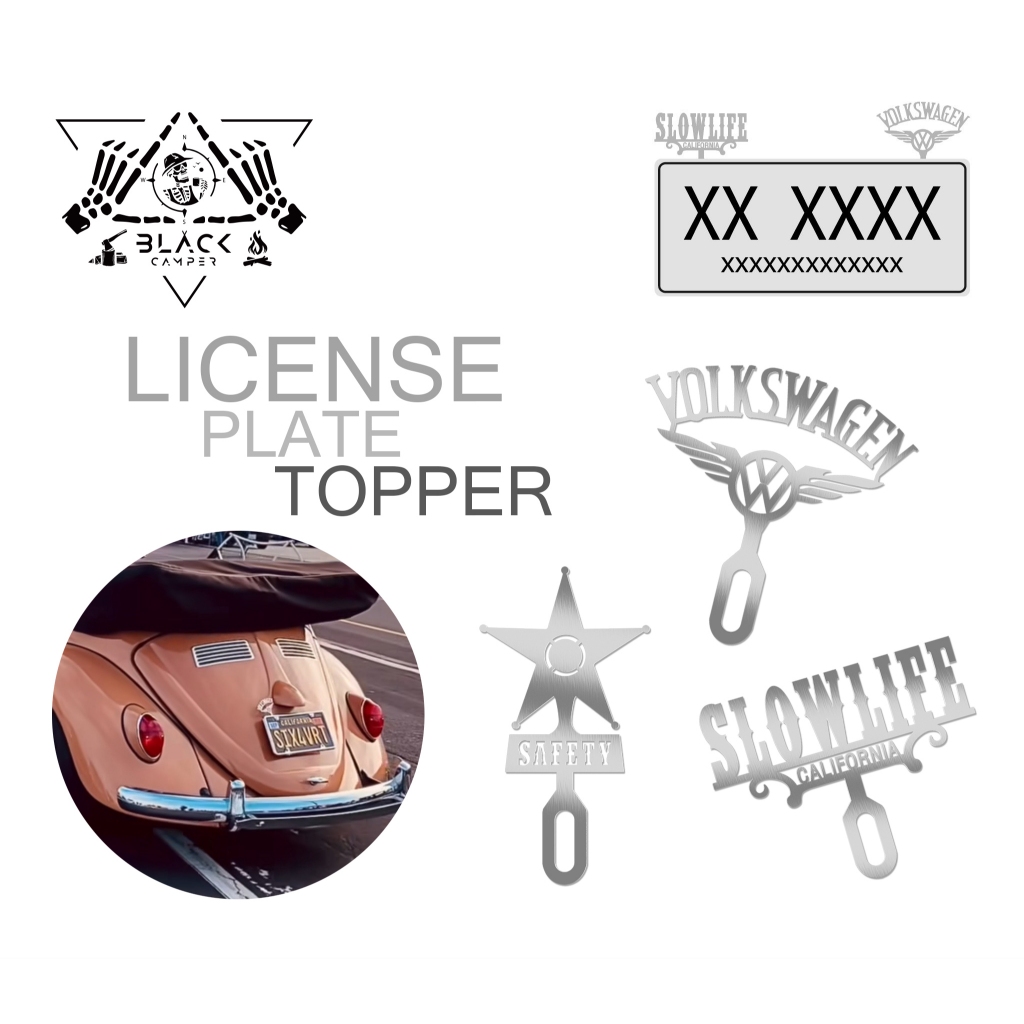 License Plate Topper Volkswagen Stainless vintage แผ่นติดป้ายทะเบียนสแตนเลท วินเทจ โฟล์คสวาเกน
