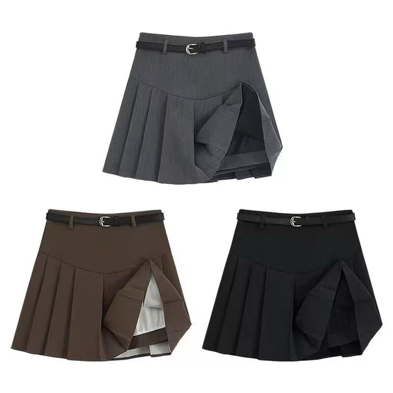 Miko พร้อมส่ง กระโปรงพลีทสั้นy2kทรงเอ อัดจีบ เอวสูง ซิปข้าง มีซับใน ผ้านิ่ม แถมเข็มขัดให้ นักเรียนนักศึกษาต้องมี