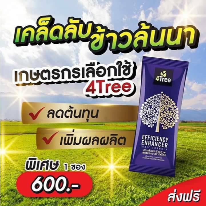 4Tree โฟร์ทรี ของแท้100% สารเพิ่มประสิทธิภาพพืช ดูดซึมไว เร่งราก เพิ่มแป้งพืชเติบโตสุดสายพันธุ์ A4S 