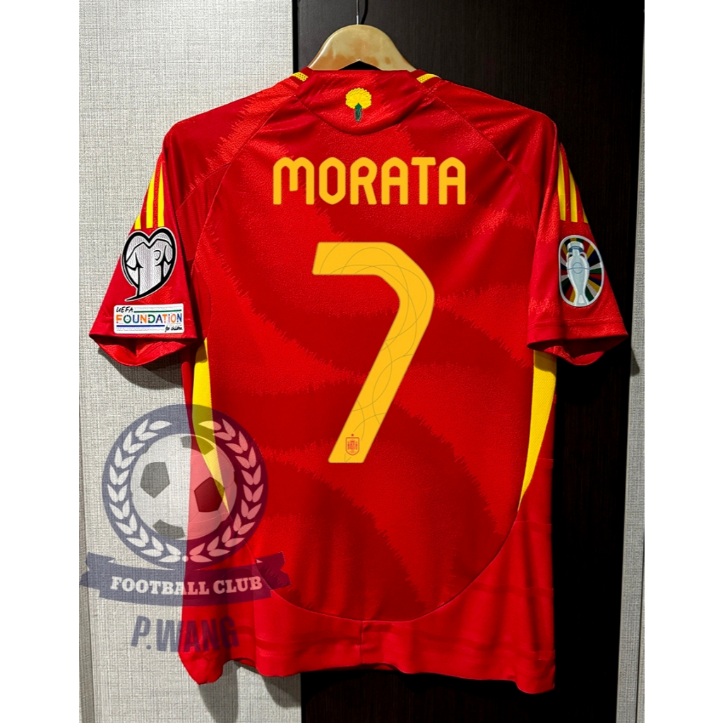 New!! เสื้อฟุตบอลทีมชาติ สเปน Home เหย้า ยูโร2024 [ PLAYER ] เกรดนักเตะ สีแดง สามารถสกรีนชื่อเบอร์หน้า-หลัง+อาร์มยูโร