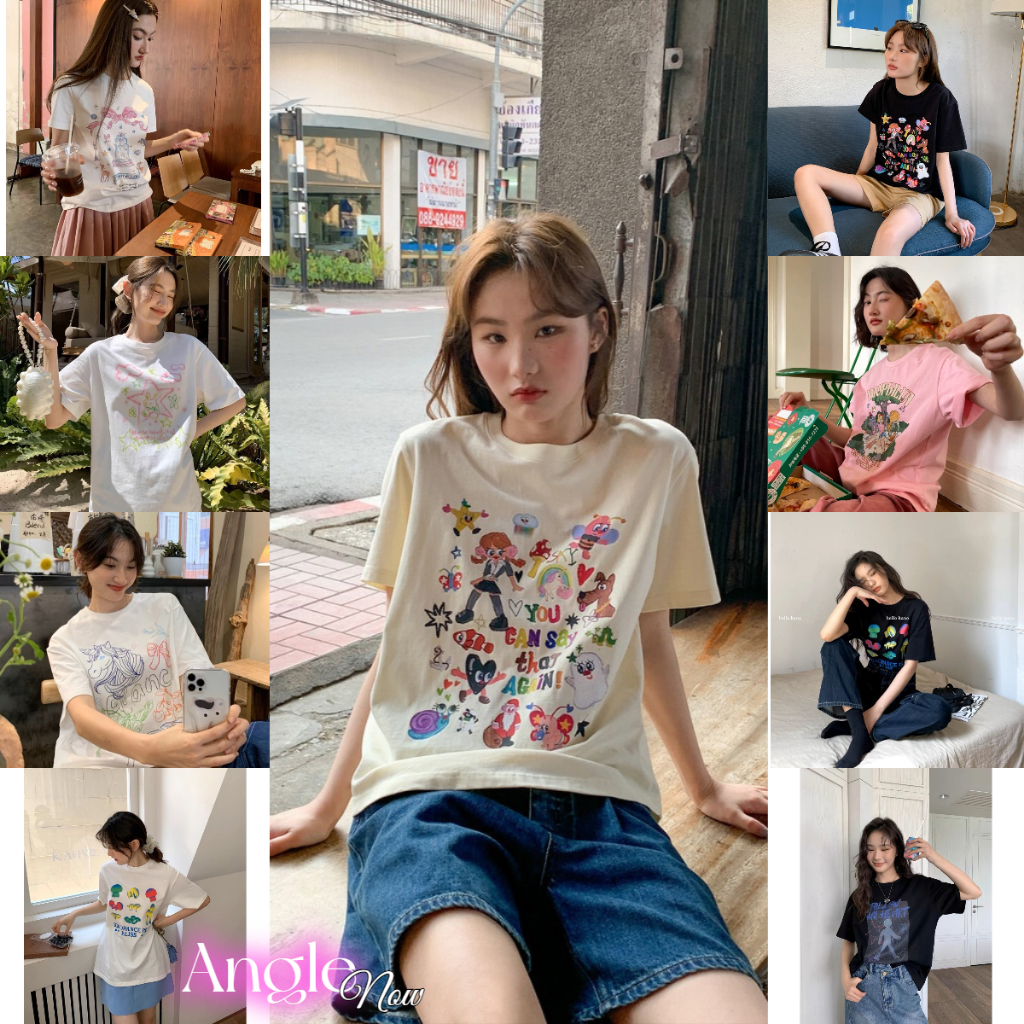 ซื้อ （จัดส่งตลอด 24 ชั่วโมง）Angle official 🌷เสื้อยืดผ้าคอตตอน comfy cotton 100% อก S-XXXL