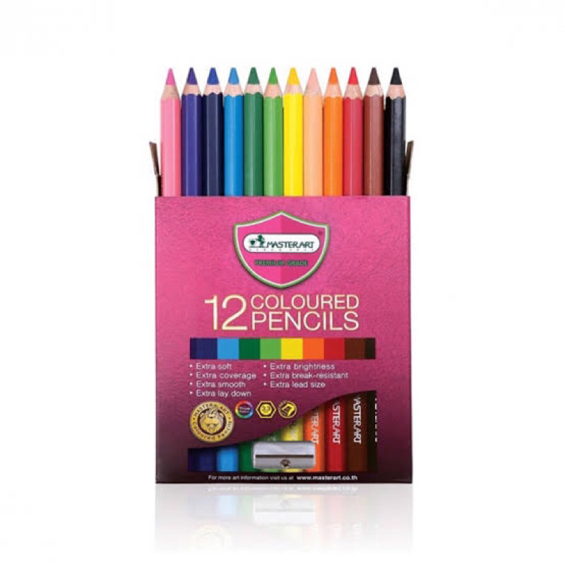 สีไม้สั้น 12สี Master Art สีไม้คุณภาพ สีสดสวยแพคละ 1โหล