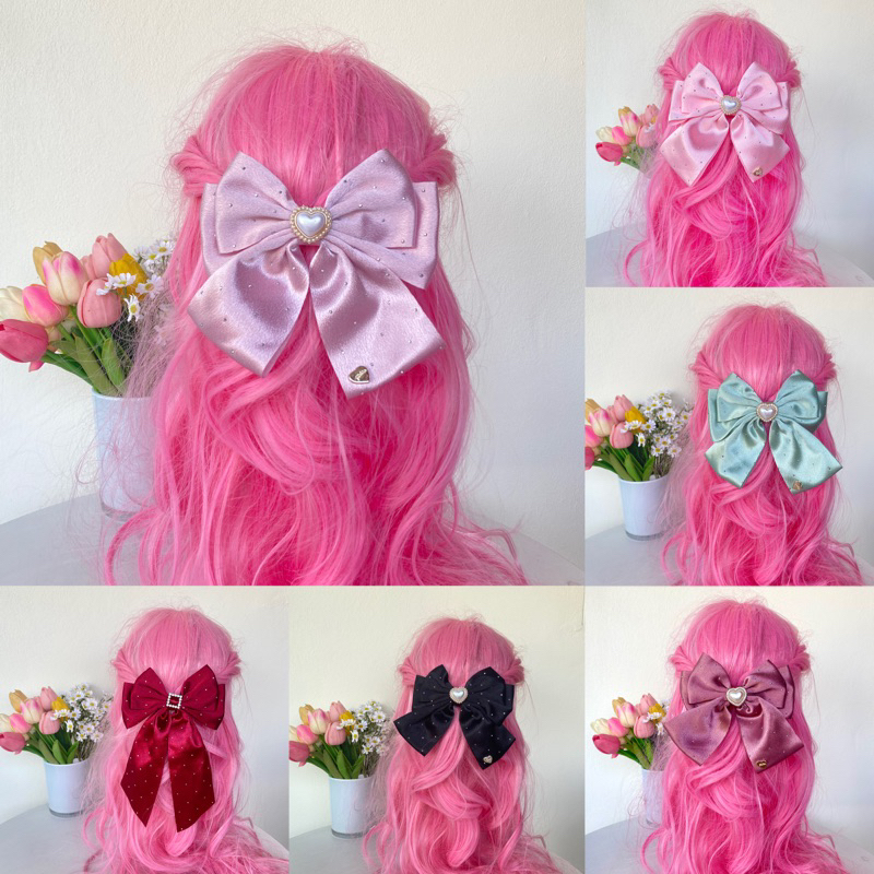 พร้อมส่งที่ไทย ถ่ายจากงานจริง ส่งไว1-2 วัน กิ๊บโบว์ผ้าซาติน ชิ้นใหญ่