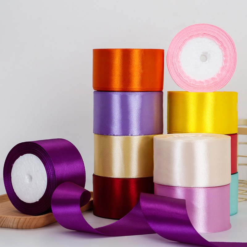 ริบบิ้น RIBBON 5cm. ริบบิ้นผ้าซาติน โบว์ริบบิ้นห่อของขวัญร้านดอกไม้ บรรจุภัณฑ์ของขวัญทำด้วยมือ DIY งานแฮนด์เมดโบว์ของขวั