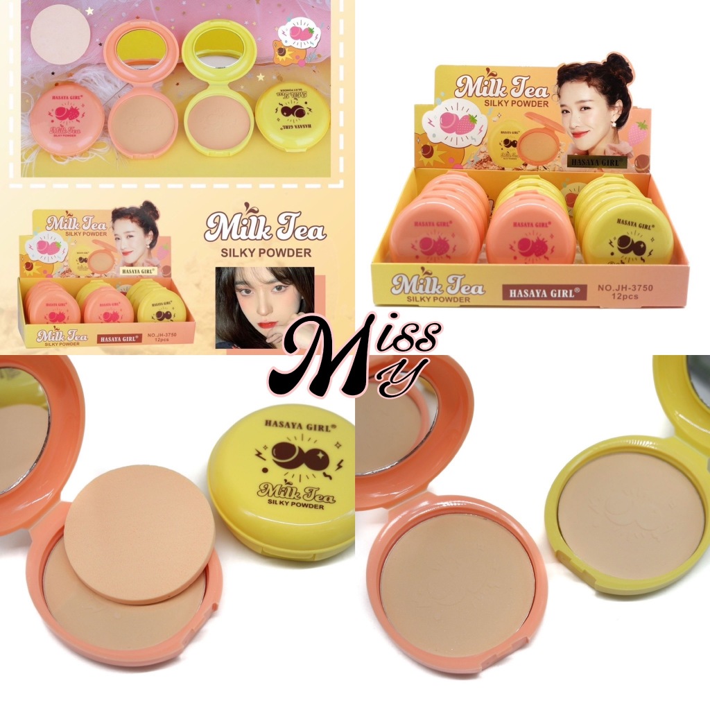 {12ตลับ} HASAYA GIRL Milk Tea Silky Powder แป้งพัฟผสมรองพื้น เนียนละเอียด บางเบา เป็นธรรมชาติ