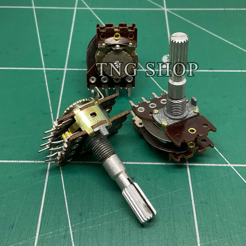 VR วอลลุ่ม 2ชั้น 8ขา ปรับค่าได้ TBM 21กิ๊ก ค่าA50K แกนยาว 30mm ราคาต่อ1ตัว