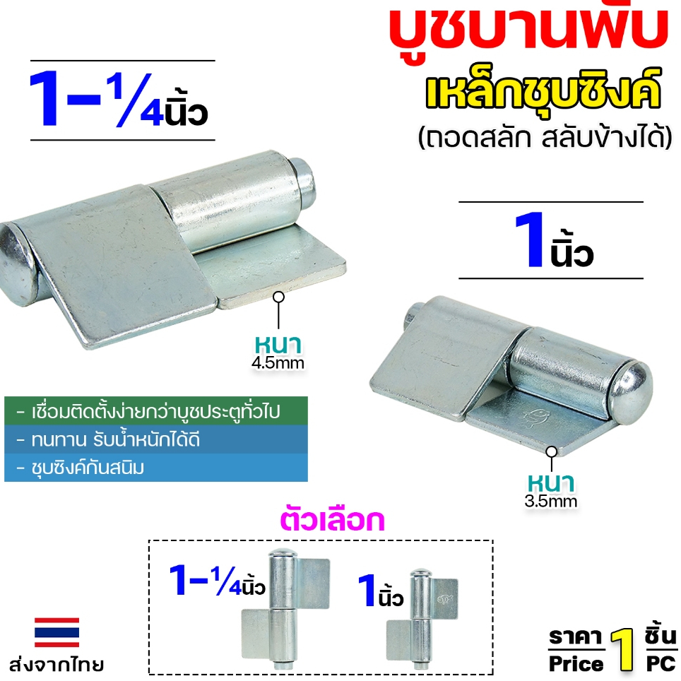 บู๊ทบานพับ เหล็กชุบซิงค์ บูชประตู แบบมีปีก บูชเหล็ก ขนาด 1 นิ้ว และ 1-1/4 นิ้ว (ราคา 1ตัว)
