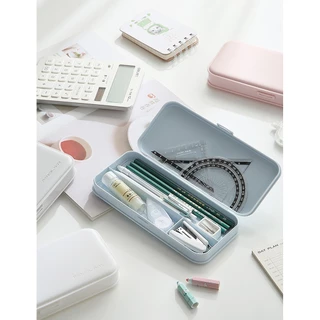 พร้อมส่ง กล่องดินสอพาสเทล กล่องใส่ดินสอ กล่องใส่เครื่องเขียน แบบแยกช่อง แบ่งช่อง