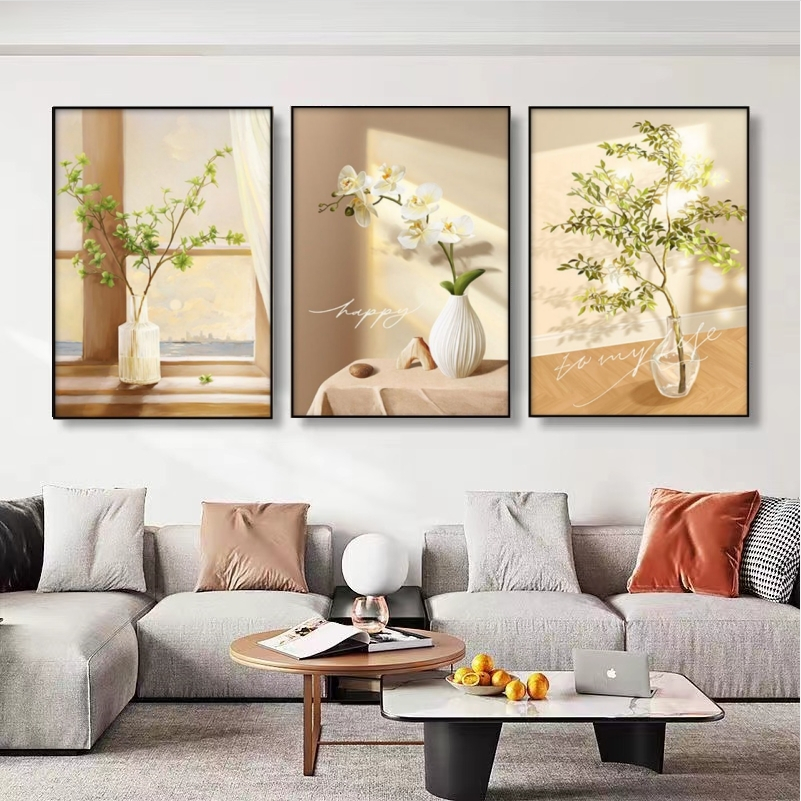 (1 กลุ่ม 3 รูป) ภาพวาดตกแต่งบ้านพร้อมกรอบ 30 * 40 ซม. ตกแต่งบ้านภาพใบไม้ภาพตกแต่งบ้าน - รูปที่ 3