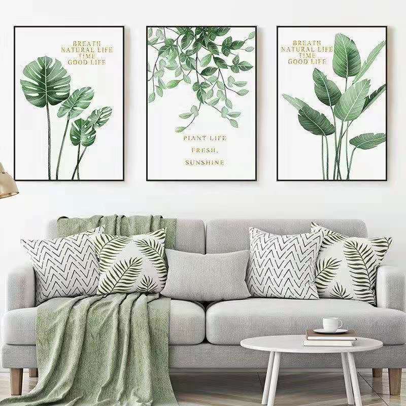 (1 กลุ่ม 3 รูป) ภาพวาดตกแต่งบ้านพร้อมกรอบ 30 * 40 ซม. ตกแต่งบ้านภาพใบไม้ภาพตกแต่งบ้าน - รูปที่ 2