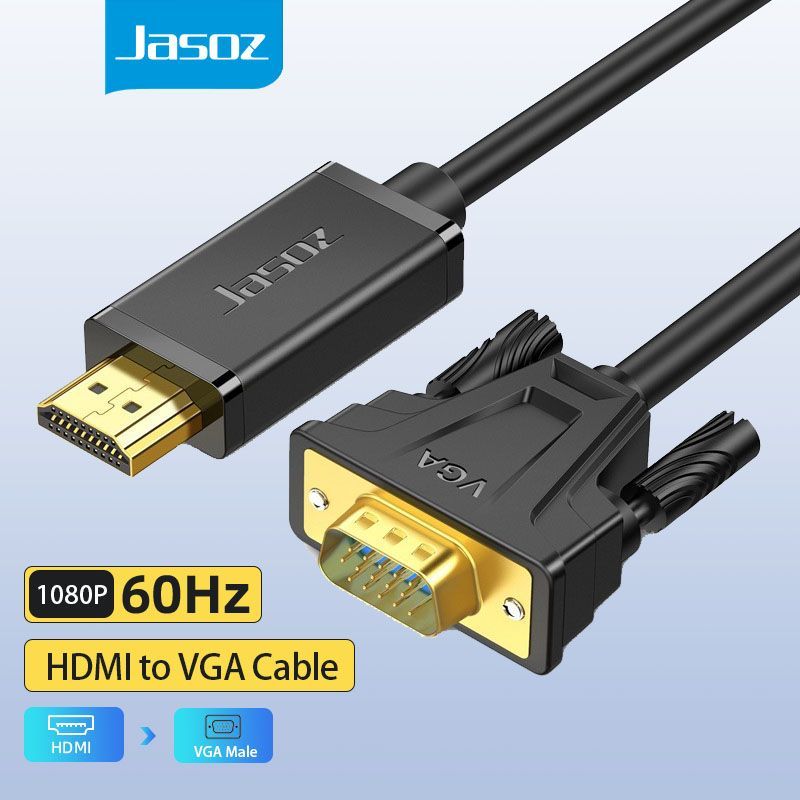 ส่งจาก กทม Jasoz สาย HDTV to VGA 1080P พร้อม Audio Video HDMI Adapter ชายไปสาย VGA ชาย 1080P 1-5m