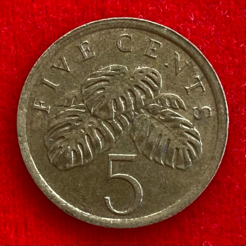 🇸🇬 เหรียญสิงคโปร์ Singapore 5 cents ปี 1987 เหรียญต่างประเทศ