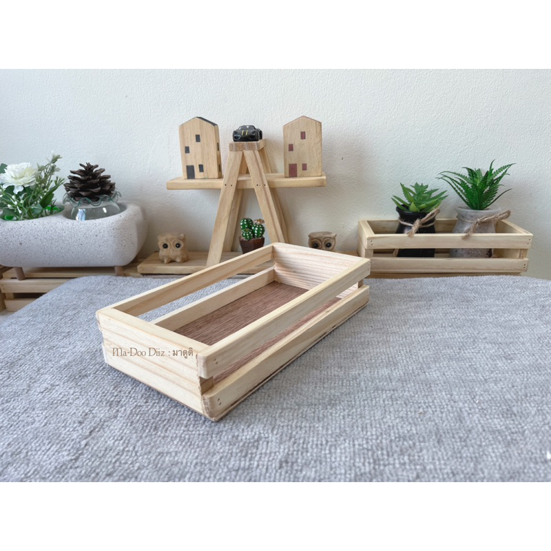 Madoodiiz กล่องไม้ กะบะไม้ ถาดไม้(กล่องโดเร)24*12.5*5.5cm พร้อมส่ง - รูปที่ 2
