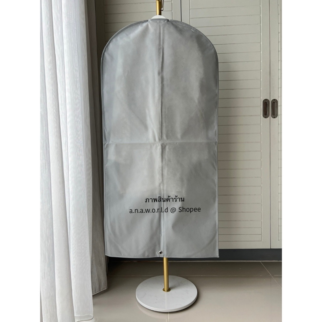 a.n.a.w.o.r.l.d ถุงคลุมเสื้อผ้า พับหิ้วได้ 1 ชิ้น (สีเทา) มีเชือกดึงซิป แถมฟรี ไม้แขวนพับได้ 1 ชิ้น - รูปที่ 3