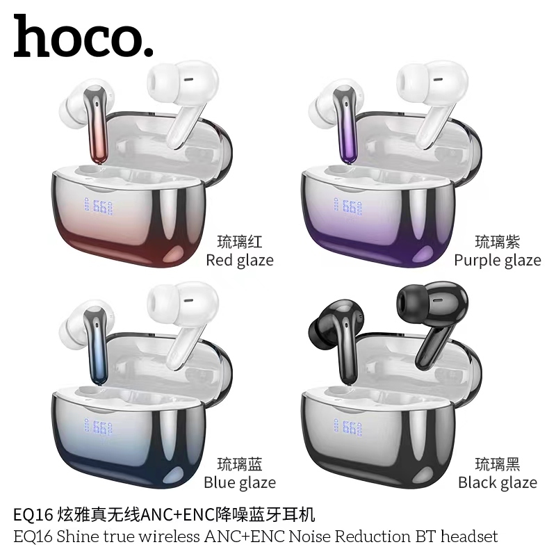 HOCO EQ16 หูฟังบลูทูธ Shine true wireless ANC+ENC BT headset  หูฟังไร้สาย หูฟังรุ่นใหม่ล่าสุด ของแท้