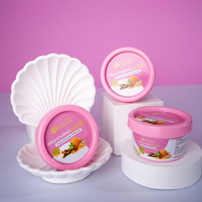 [พร้อมส่ง] ครีมมะขามขัดผิวผสมน้ำผึ้ง Sun Forest แบบแพ็ค 3 กระปุก
