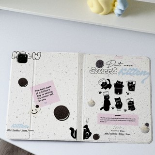 ✨พร้อมส่ง✨เคสไอแพด โอรีโอ Pro13 2024 Air7/6 Gen12 Mini6 Air5 Gen11 แมวดำ พร้อมถาดใส่ปากกา mini7