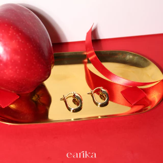 earika.earrings - tobacco hoop ต่างหูห่วงคล้ายหยดน้ำ ก้านเงินแท้ชุบทองคำขาว เหมาะสำหรับคนแพ้ง่าย