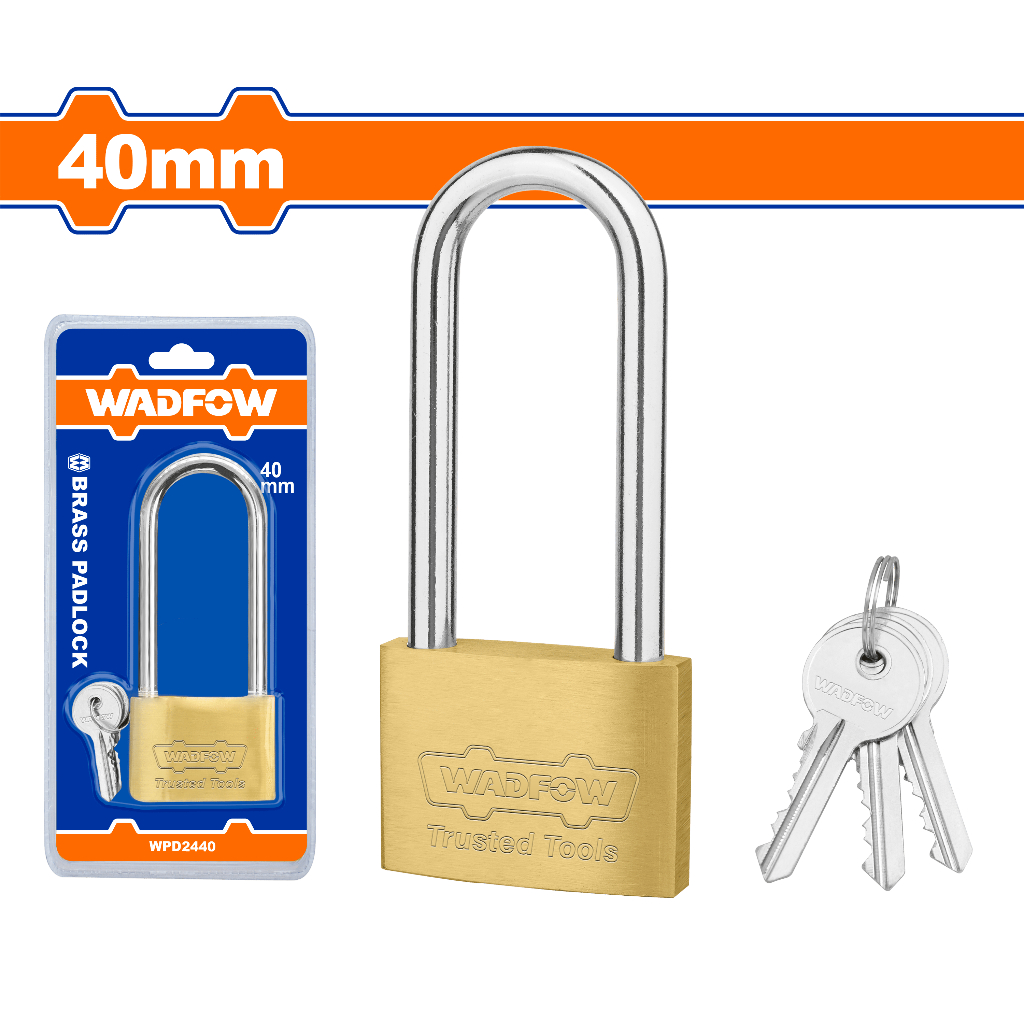 กุญแจสปริงทองเหลืองคอยาว WADFOW 40mm WPD2440