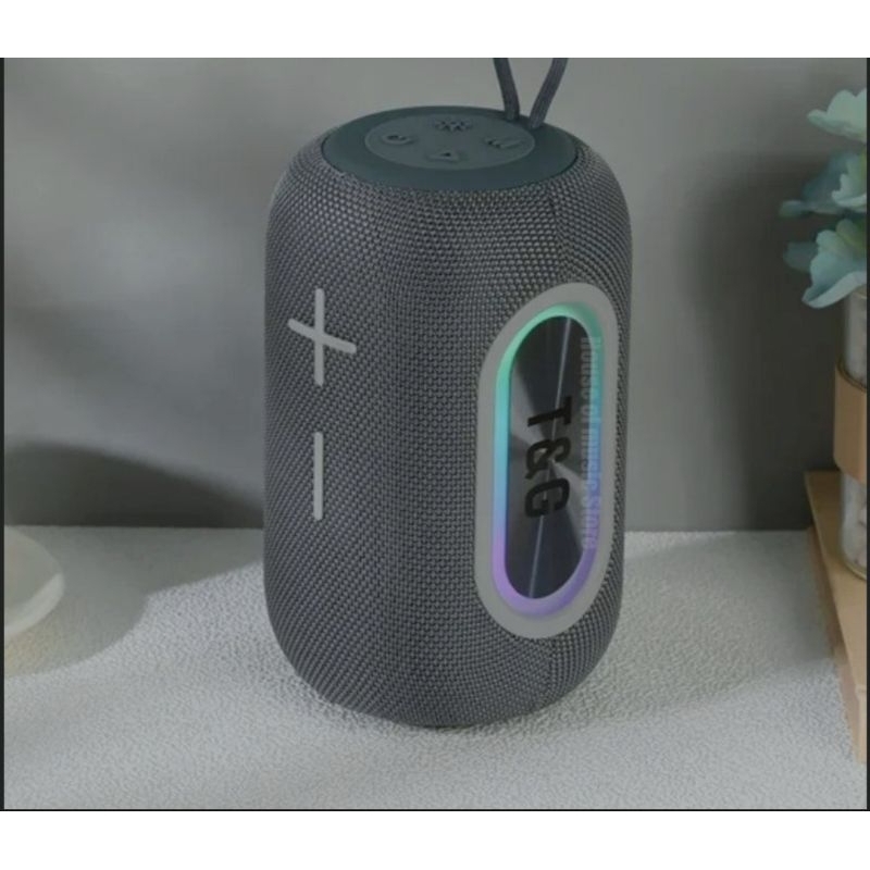 T&G TG665 ลำโพง Bluetooth ไร้สายซับวูฟเฟอร์แบบพกพา LED 20W (สีเทา)