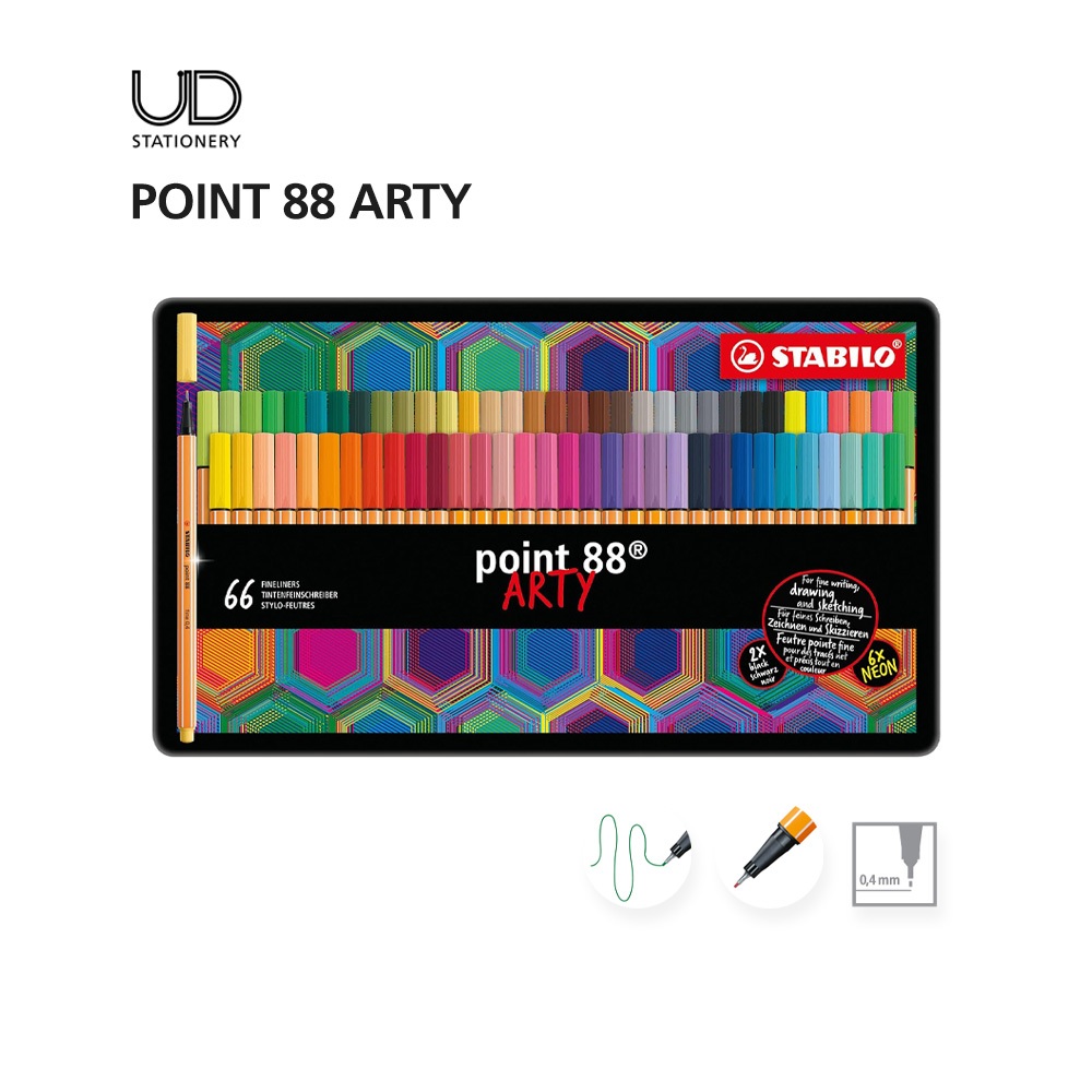 STABILO สตาบิโล Point 88 ARTY66 pcs. in box (88/66-031) ปากกาหัวเข็ม ปากกาสีหมึกน้ำ 65สี จำนวน66ด้าม