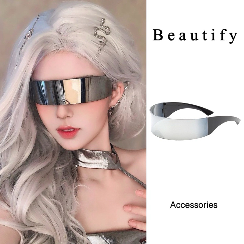 𝓑𝓮𝓪𝓾𝓽𝓲𝓯𝔂 แว่นตากันแดดดีไซน์สุดล้ำอวกาศมิกซ์แอนด์แมทส์กับชุดสีเมทัลลิคเริ่ดๆ