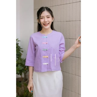 เสื้อผ้าฝ้ายเนื้อนุ่ม กระดุมหลากสี พาสเทลน่ารักสดใส