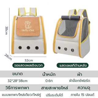 กระเป๋าเป้สะพายหลังสัตว์เลี้ยง กระเป๋าแมว กระเป๋าสัตว์เลี้ยงระบายอากาศไหล่ / มือถือ กระเป๋าเป้สะพายหลังสุนัขพับได้