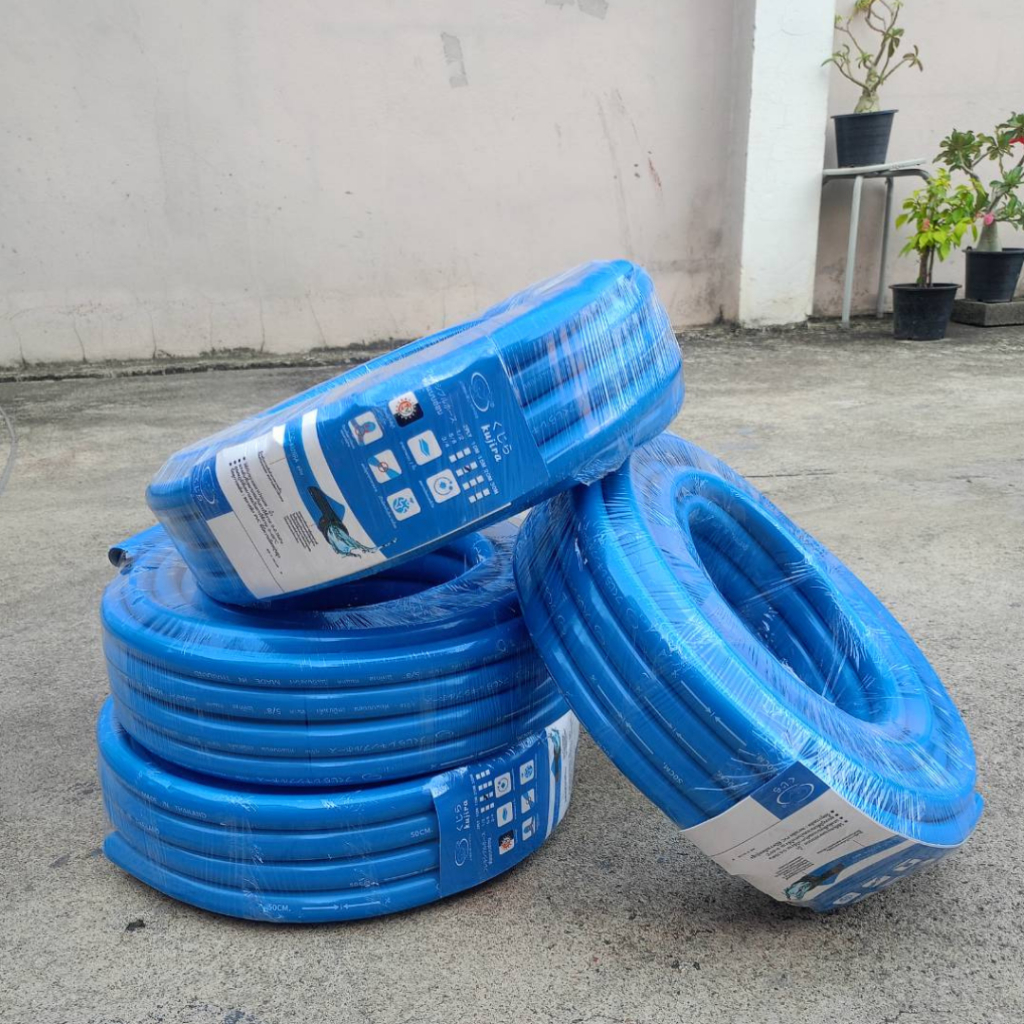 สายยาง สายยางสีฟ้า รดน้ำต้นไม้  เนื้อหนา นิ่ม เด้ง อย่างดี มีขนาด 5/8 1/2 3/4 ( 5หนุ 4 หนุ 6 หุน) พร้อมส่ง