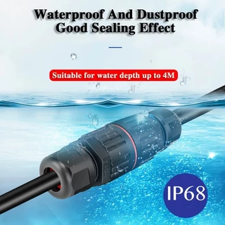 ขั้วต่อสายไฟกันน้ำ คอนเนคเตอร์กันน้ำ ข้อต่อกันน้ำ IP68 outdoor 2P 3P Waterproof Connector กันฝน กันแดด ติดตั้งภายนอก