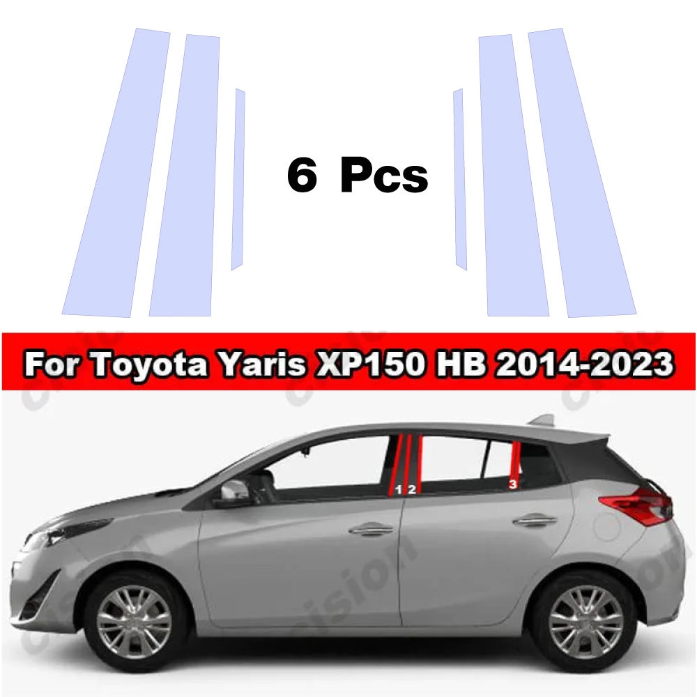 Toyota Yaris (2005-2023) สติกเกอร์คาร์บอนไฟเบอร์คาร์บอนเสากลางหน้าต่าง  ตกแต่งสำหรับ Toyota Yaris