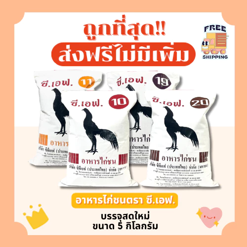 (ส่งฟรี+โค้ดไลฟ์40%)อาหารไก่ CFทุกวัย ส่งฟรีไม่คิดเพิ่ม🏎️5กิโลกรัม(Kg)