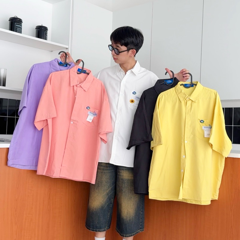 MOMO SHIRT เสื้อเชิ้ตแขนสั้นทรงโอเวอร์ไซส์