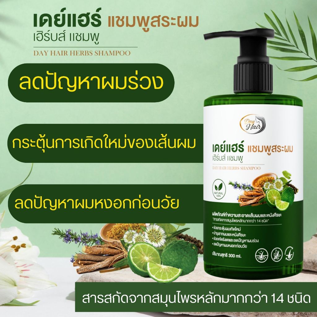 แชมพูสระผมสมุนไพร เดย์แฮร์ อ่อนโยนกับทุกสภาพเส้นผม ไร้สารเคมี